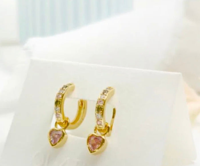 Heart Rainbow Huggies Earrings
