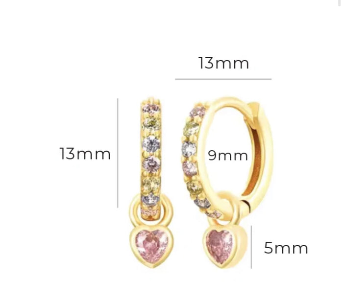Heart Rainbow Huggies Earrings