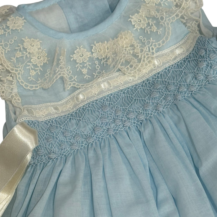 Helena Heirloom Handsmocked Light Blue Romper