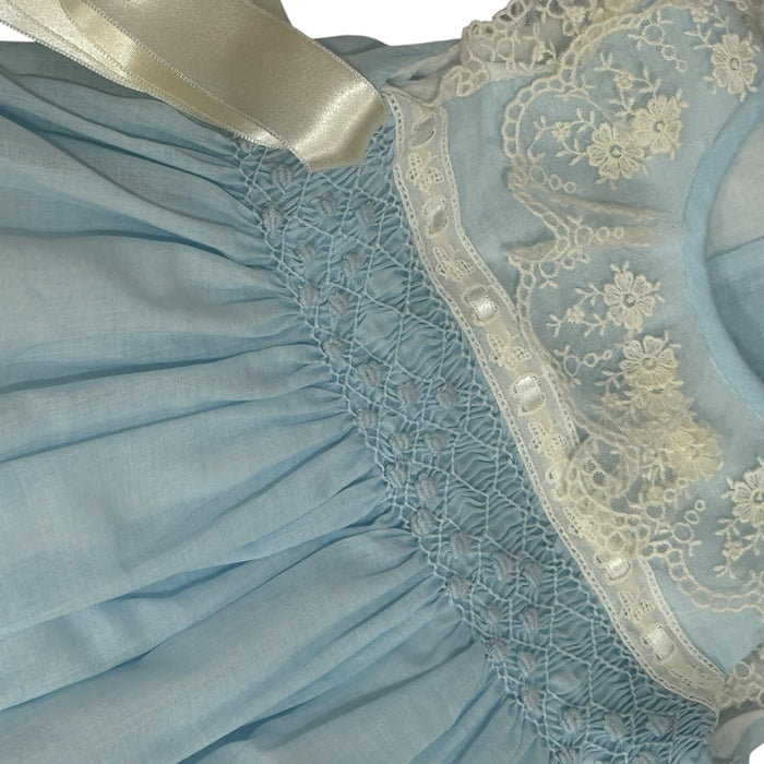 Helena Heirloom Handsmocked Light Blue Romper