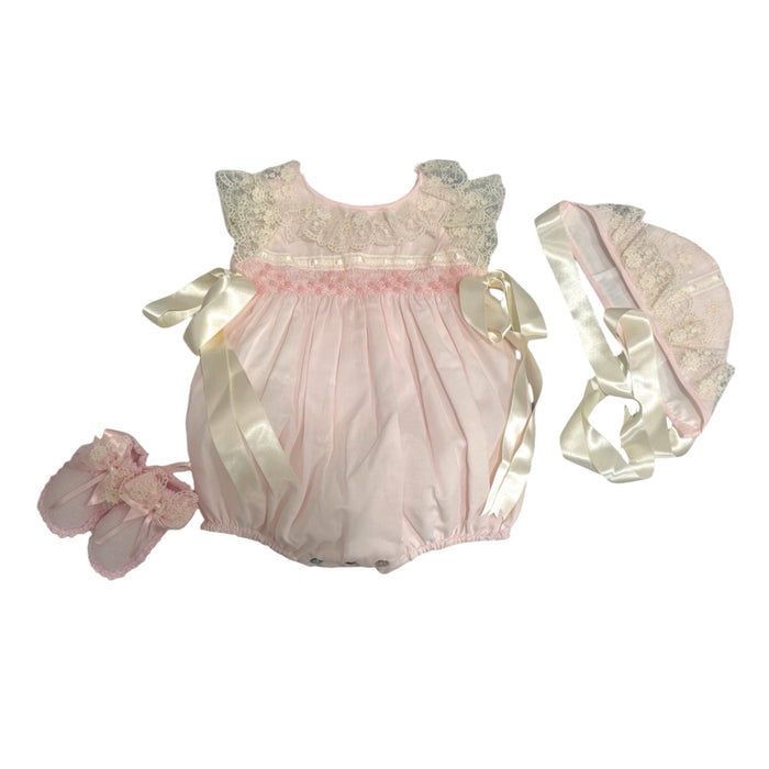 Helena Heirloom Handsmocked Light Pink Romper