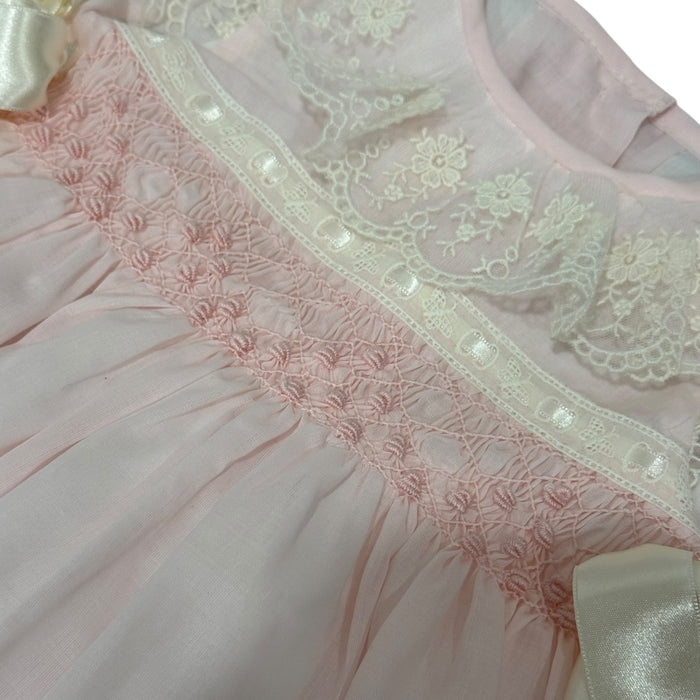 Helena Heirloom Handsmocked Light Pink Romper