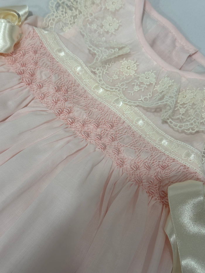 Helena Heirloom Handsmocked Light Pink Romper