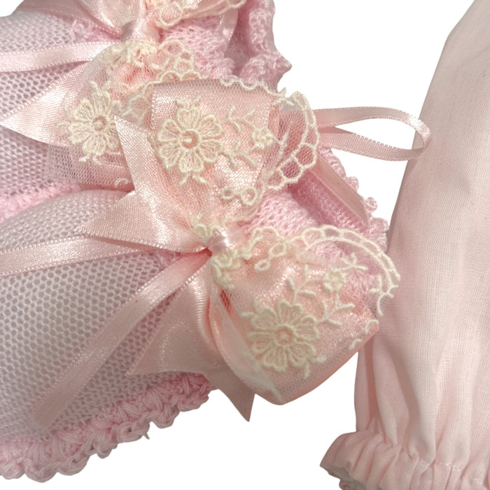 Helena Heirloom Handsmocked Light Pink Romper