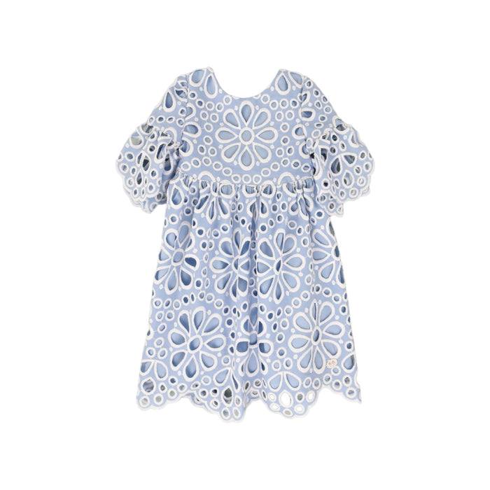 Helga Broderie Dusty Blue Floral Dress