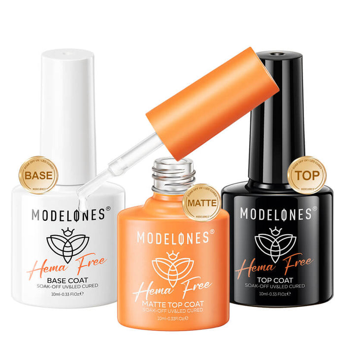 Free Hema-Free Matte & Shine Top & Base Coat Set Gift MODELONES #