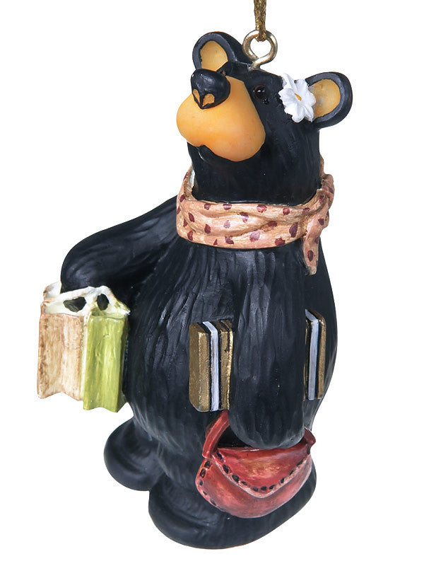 holiday black bear shopping christmas ornament