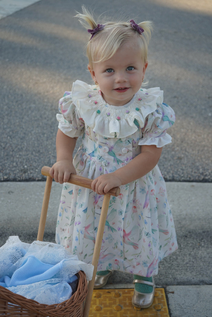 Hummingbird Galore Handsmocked Dress