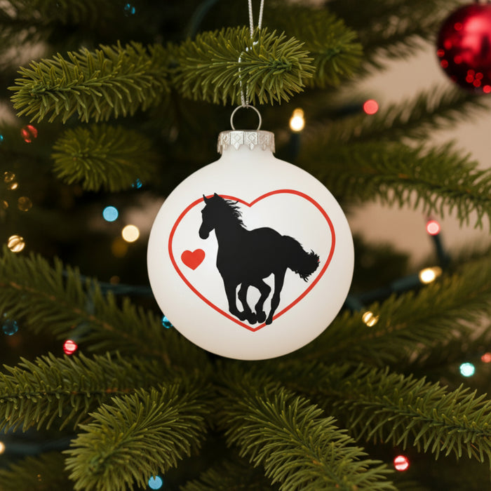 i love horses silhouette glass ornament