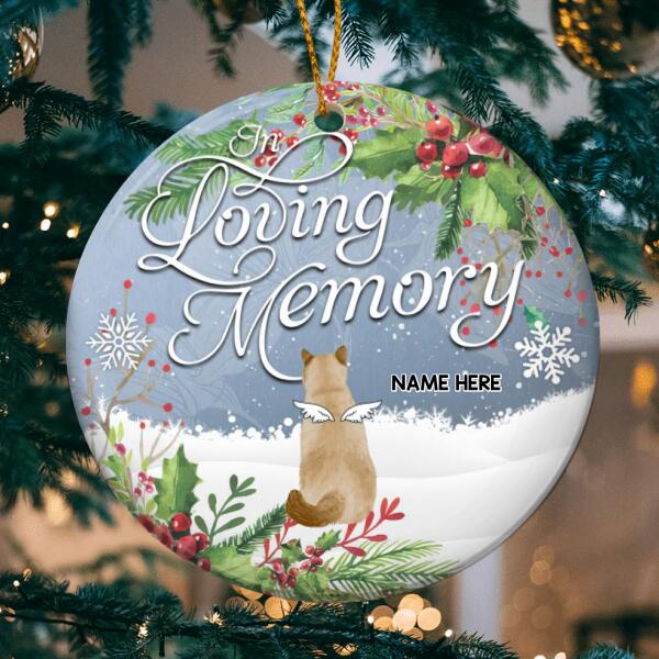 In Loving Memory Grey Sky Memorial Circle Ceramic Ornament - Personalized Angel Cat Decorative Christmas Ornament