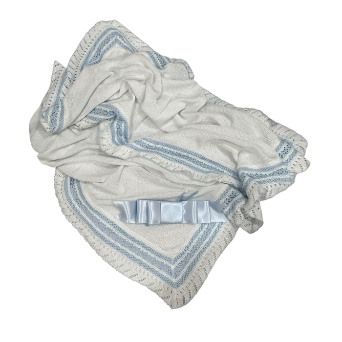 Initial Knitted Blanket White with (Green, Blue or Pink)