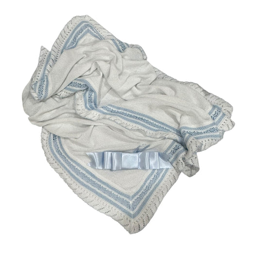 Initial Knitted Blanket White with (Green, Blue or Pink)