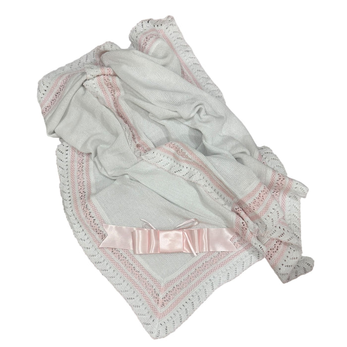Initial Knitted Blanket White with (Green, Blue or Pink)