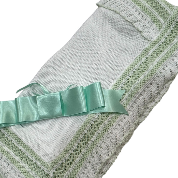 Initial Knitted Blanket White with (Green, Blue or Pink)