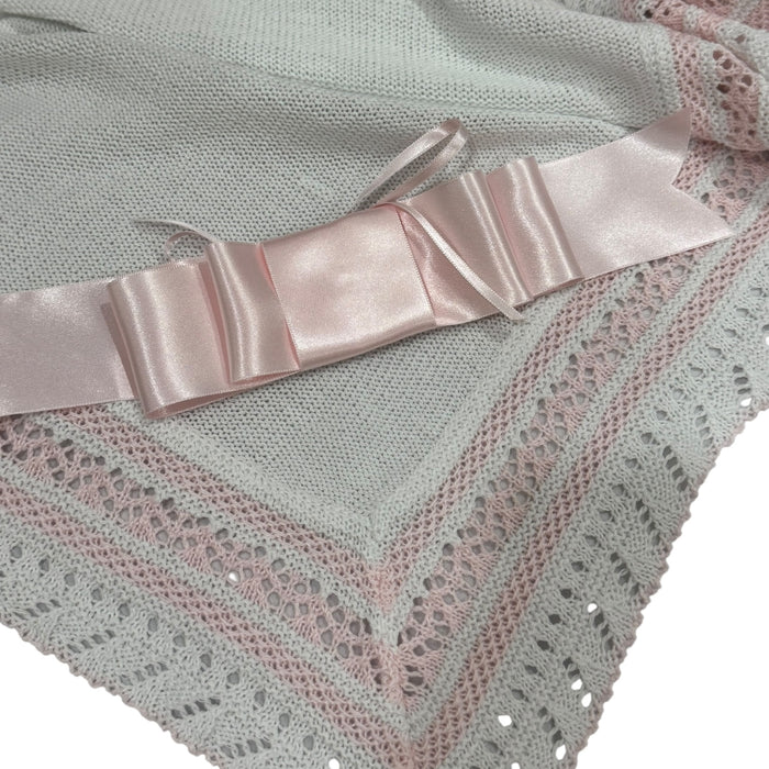 Initial Knitted Blanket White with (Green, Blue or Pink)