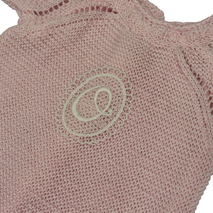 Initial Knitted Light Pink 3-piece Knitted Romper