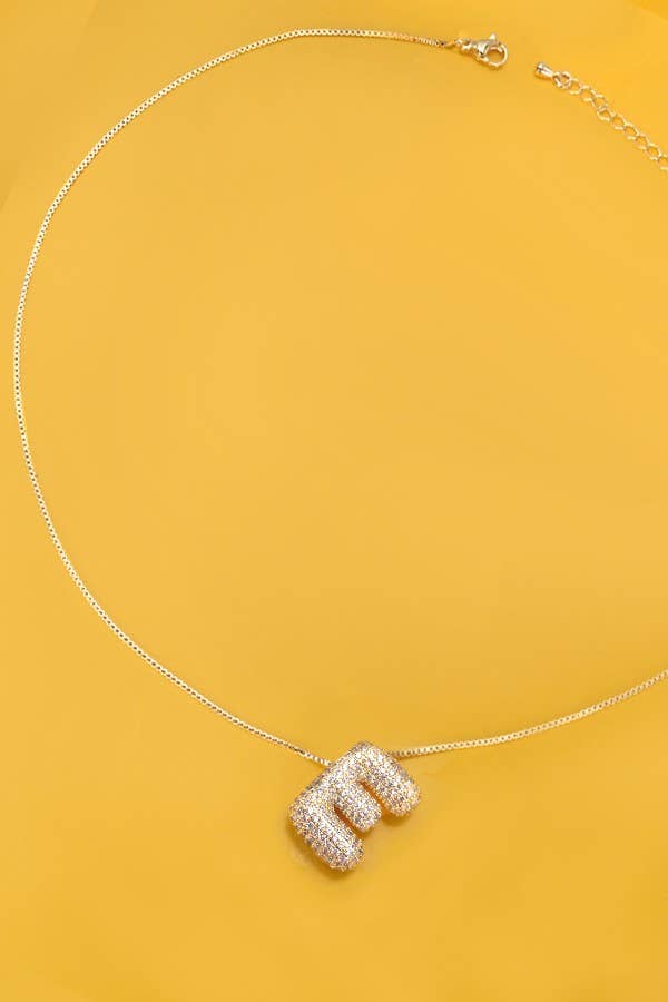Initial Rhinestone Bubble Necklace
