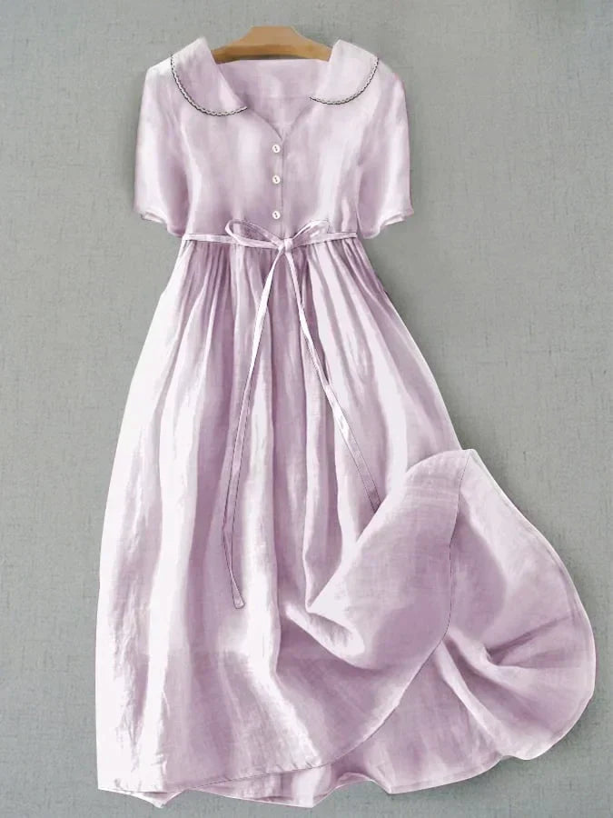 Isla Midi Dress - Elegant Cotton-Linen Comfort for Women