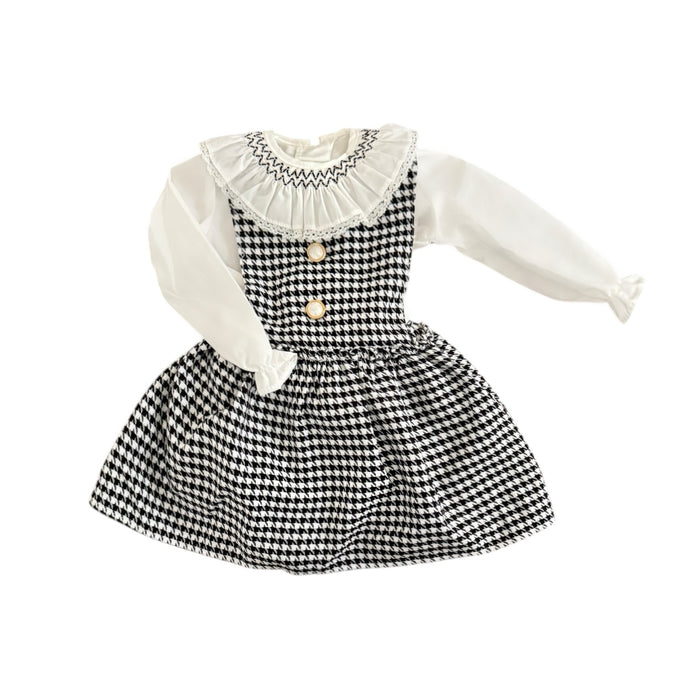 Jackie Black&White Houndstooth Girl 2-Piece Romper Set