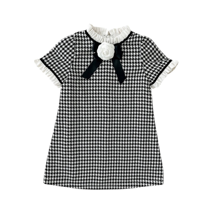 Jackie Black/White Houndstooth Rose Dress