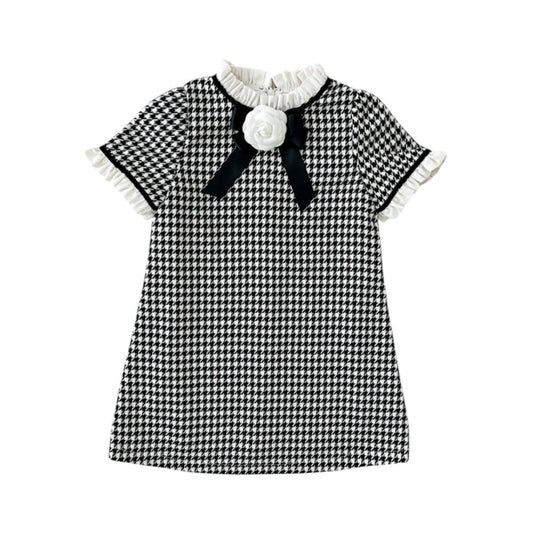 Jackie Black/White Houndstooth Rose Dress
