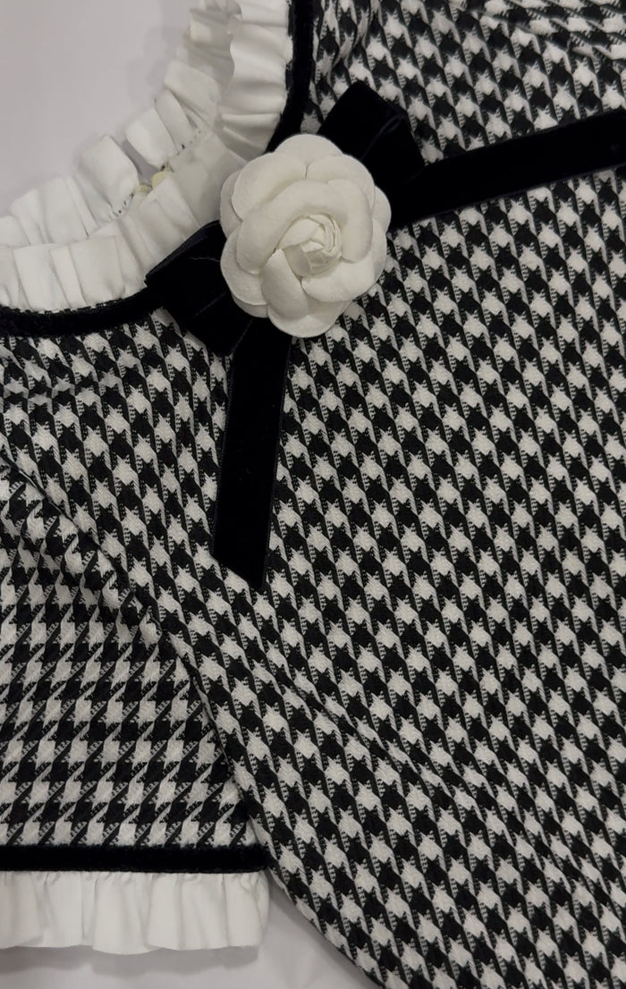 Jackie Black/White Houndstooth Rose Dress