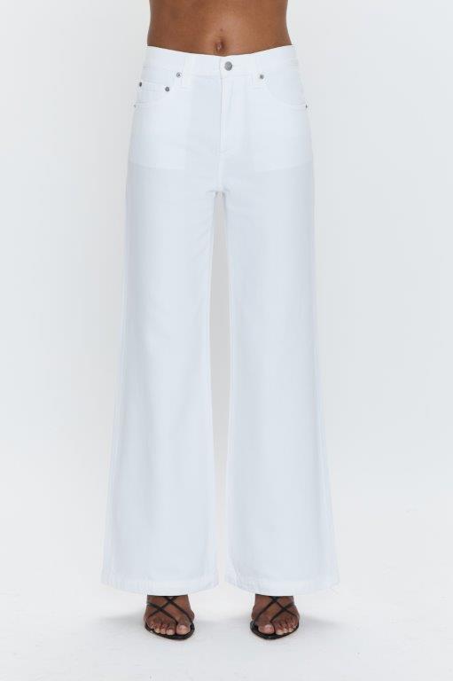 Jadyn Low Slung Palazzo Jean - Vivid White