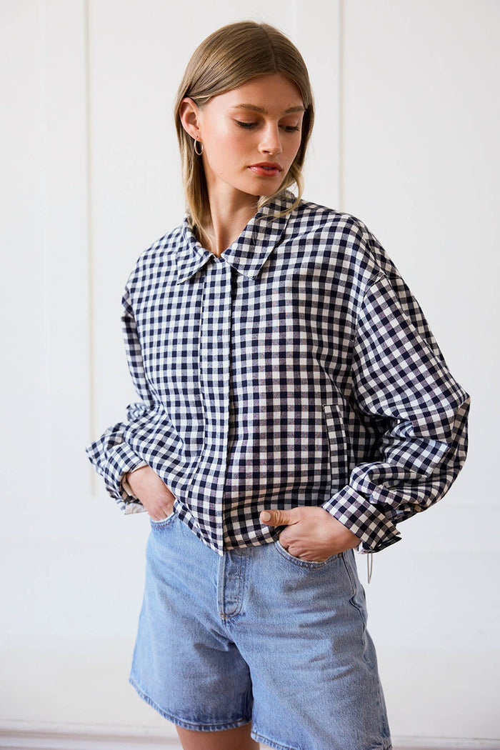 Jenna Gingham Jacket - Navy