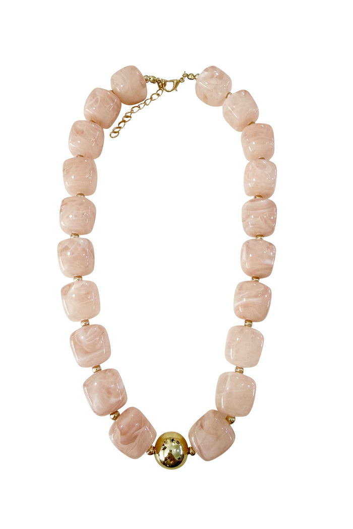 Jennifer chunky taupe beaded necklace with 18k gold plated accent bead