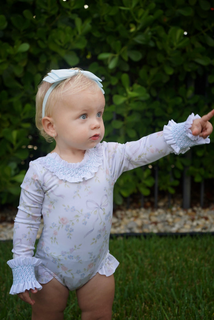 Jolie Bow and Flowers Handsmocked Rashguard