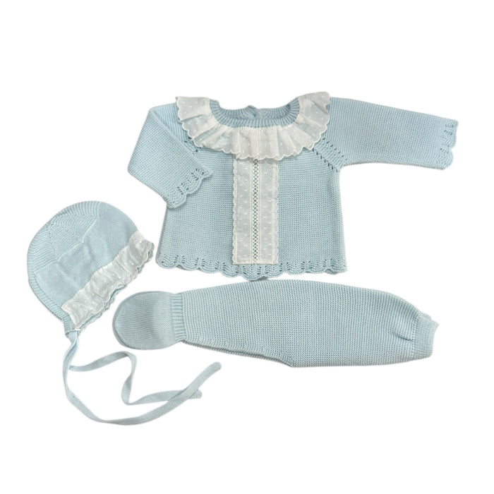 Jordan Light Blue/White 3-Piece Knitted Set