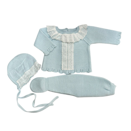 Jordan Light Blue/White 3-Piece Knitted Set