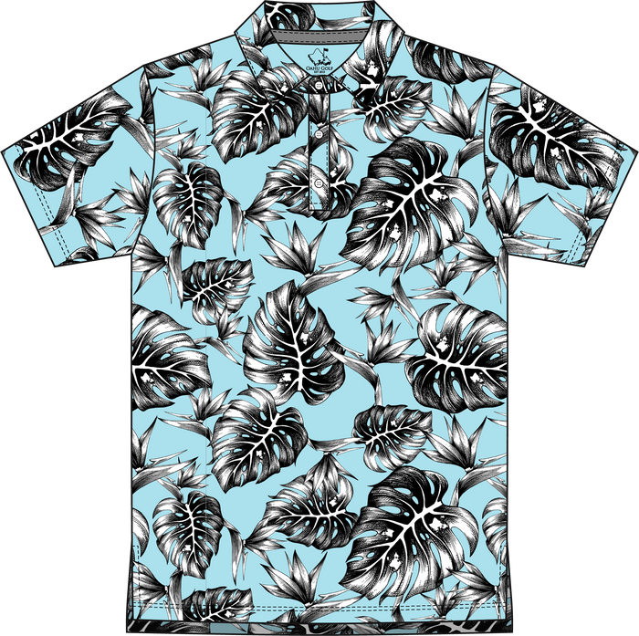 "Jungle" Downtown Fit - OGA Youth Polo - Black / Pale Sky