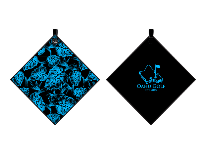 "Jungle" Square Golf Towel - OGA Square Towel - Black/Blue