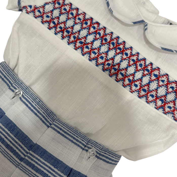 Kathryn Blue Stripes Handsmocked Boy Set