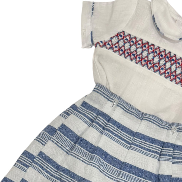 Kathryn Blue Stripes Handsmocked Boy Set
