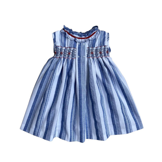 Kathryn Blue Stripes Sleeveless Handsmocked Girl Dress