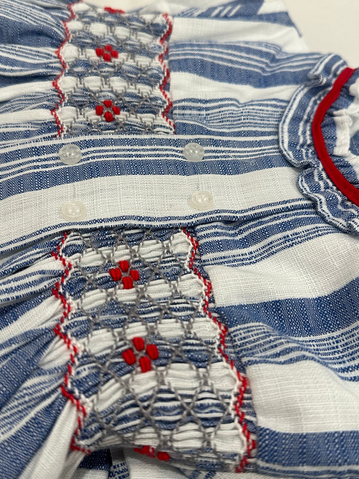Kathryn Blue Stripes Sleeveless Handsmocked Girl Dress