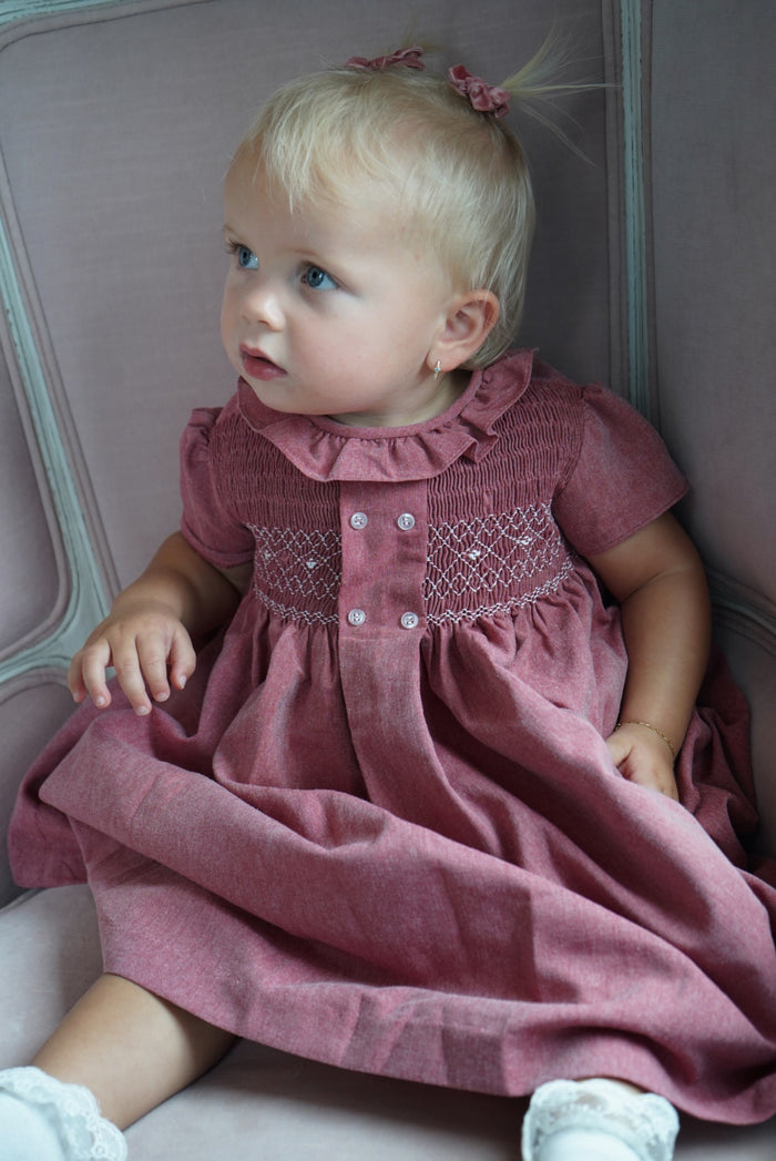 Kattya Red Cranberry Handsmocked Girl Dress