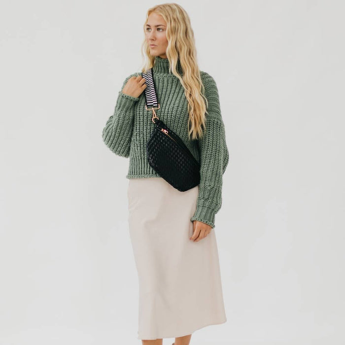 Keara Woven Crossbody Bag  - Black