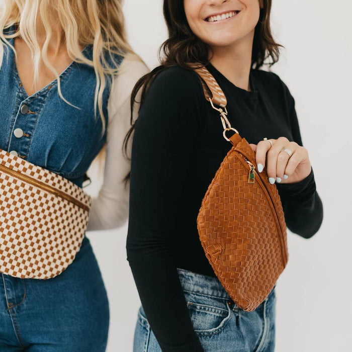 Keara Woven Crossbody Bag - Brown
