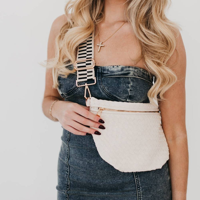Keara Woven Crossbody Bag - Cream