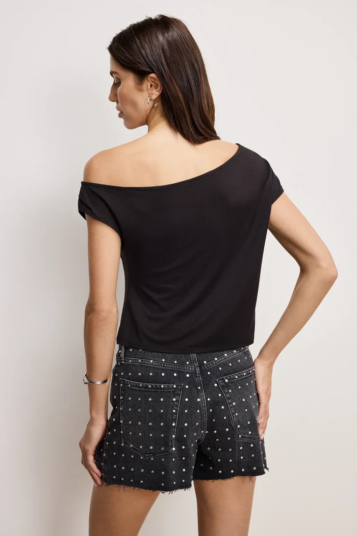 Khloe Stretch Jersey Asymmetric - Black