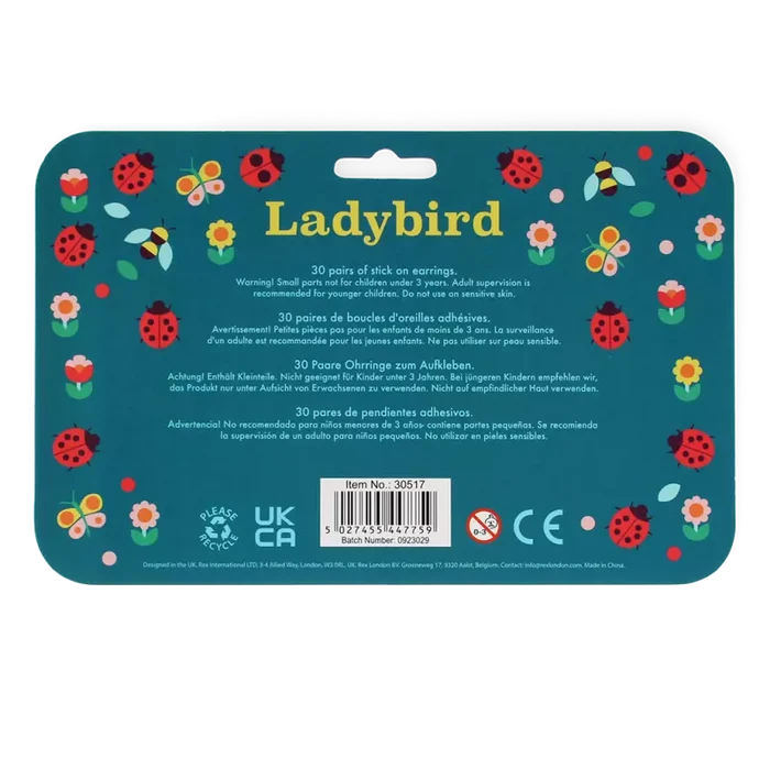 Kids Stick-On Earrings - Ladybirds