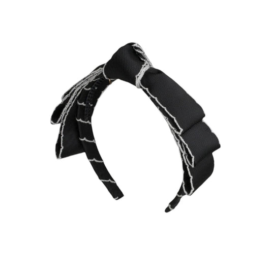 Knotted Blair Bow Black Moonstitch Headband Wrap
