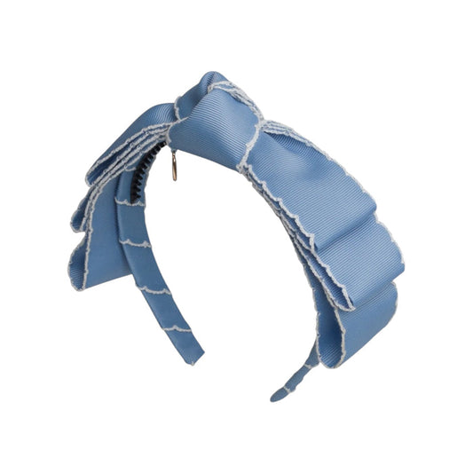 Knotted Blair Bow French Blue Moonstitch Headband