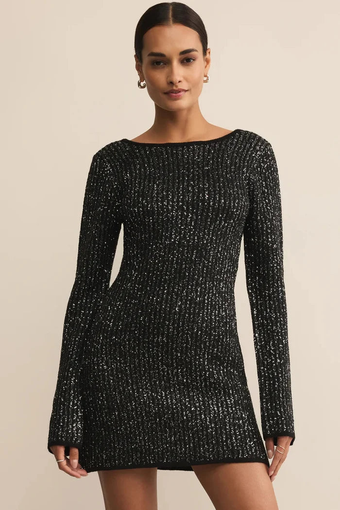 La Marca Sequin Mini Dress - Black