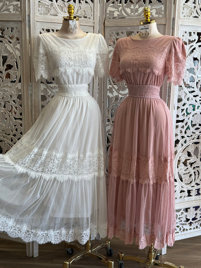 Lace Dainty Midi Dress- Stretchy,Estira