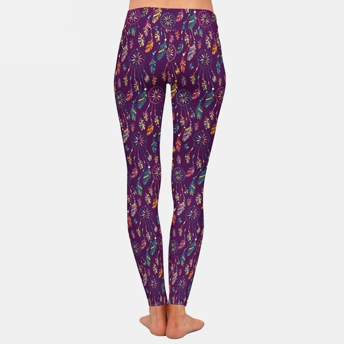 Ladies 3D Printed Purple Dreamcatcher Leggings
