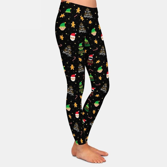 Ladies Christmas Elf Printed Leggings